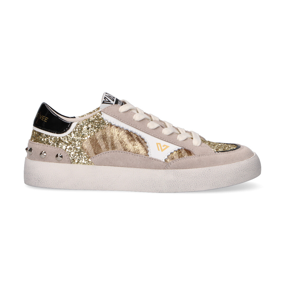 Emanuelle Vee sneakers in cavallino e glitter oro