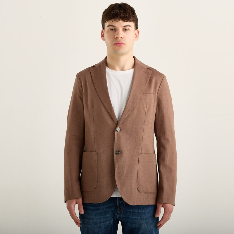 Circolo giacca monopetto in tessuto beige
