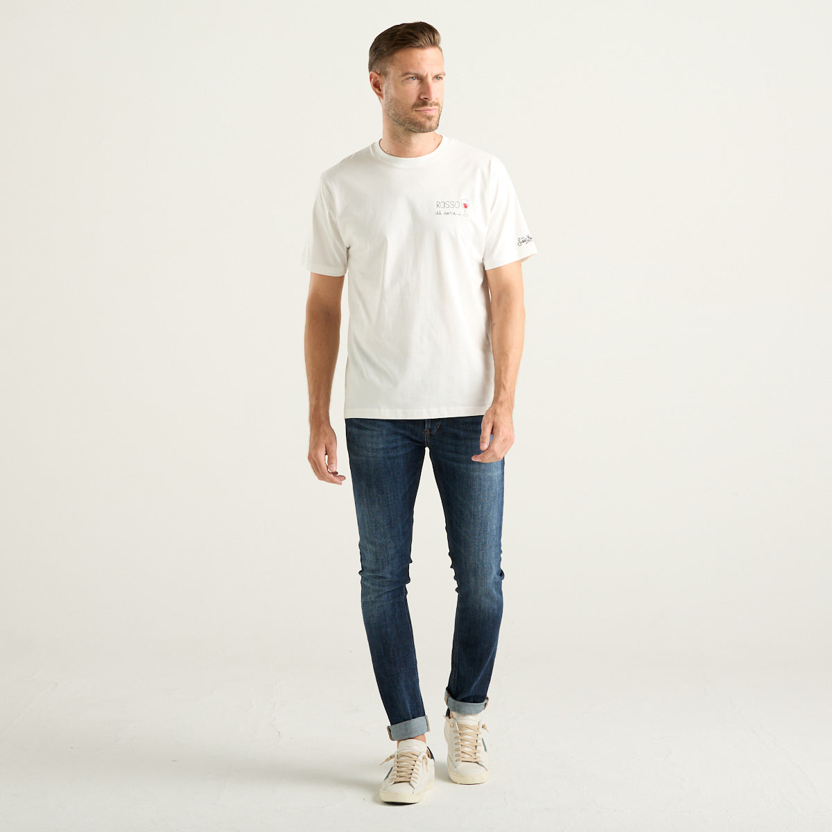 Mc2 Saint Barth t-shirt con ricamo "Rosso di sera" in cotone bianco