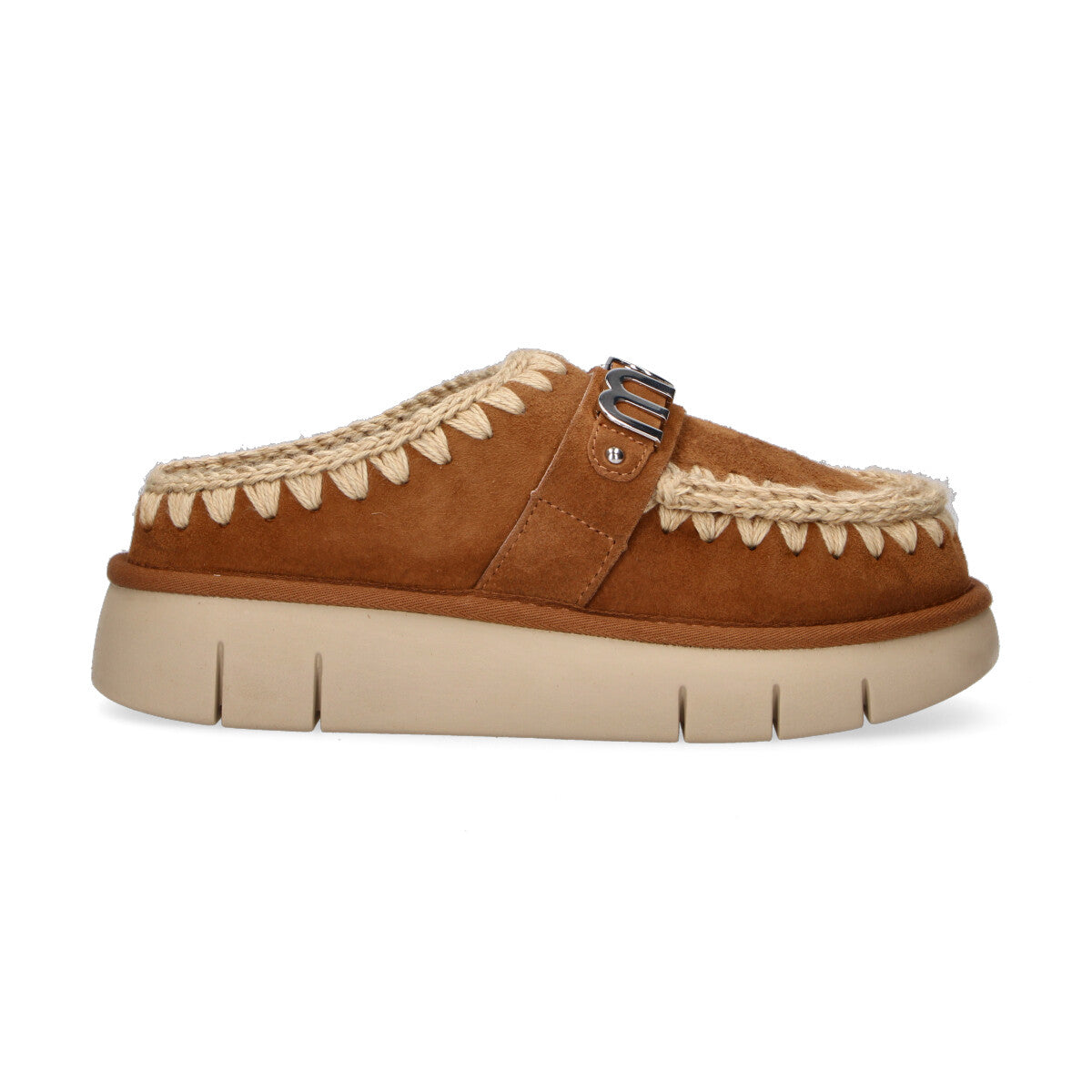 Mou ciabatta Bounce Clog Metal Logo camoscio cuoio