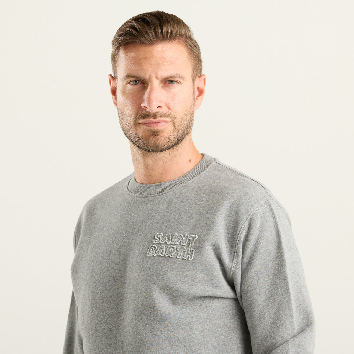 MC2 Saint Barth Soho Felpa Uomo Grigio con Logo Ricamato