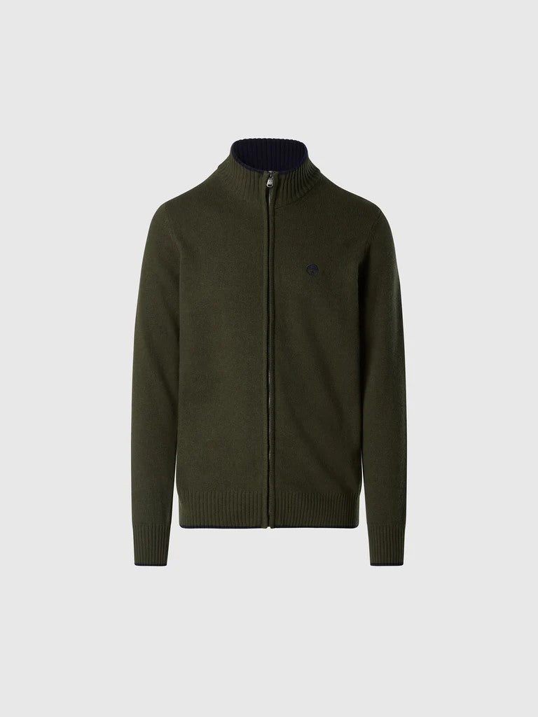 North Sails maglione con zip integrale in misto cashmere forest night