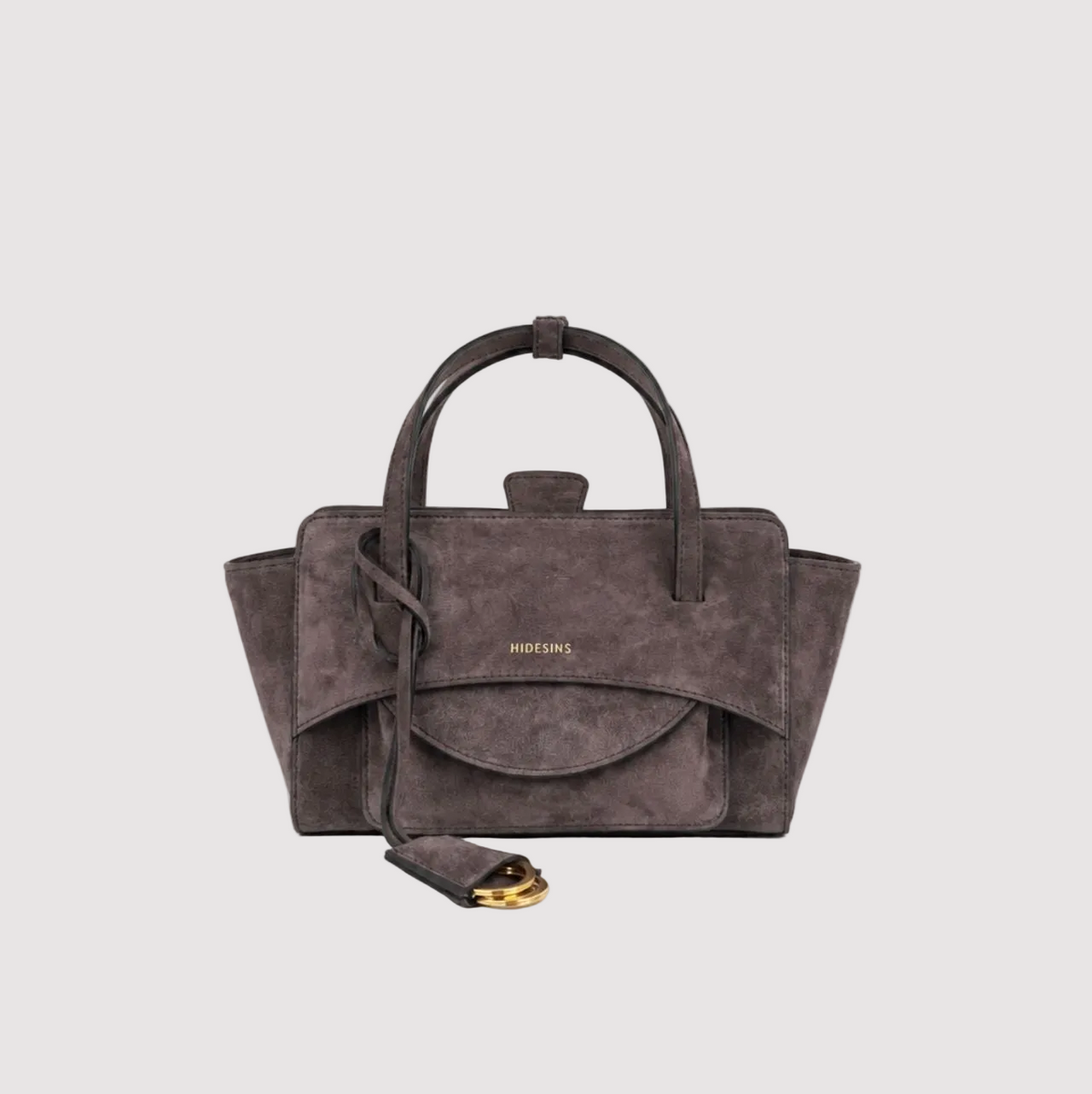Hidesins borsa a mano Flap S in pelle scamosciata smoky