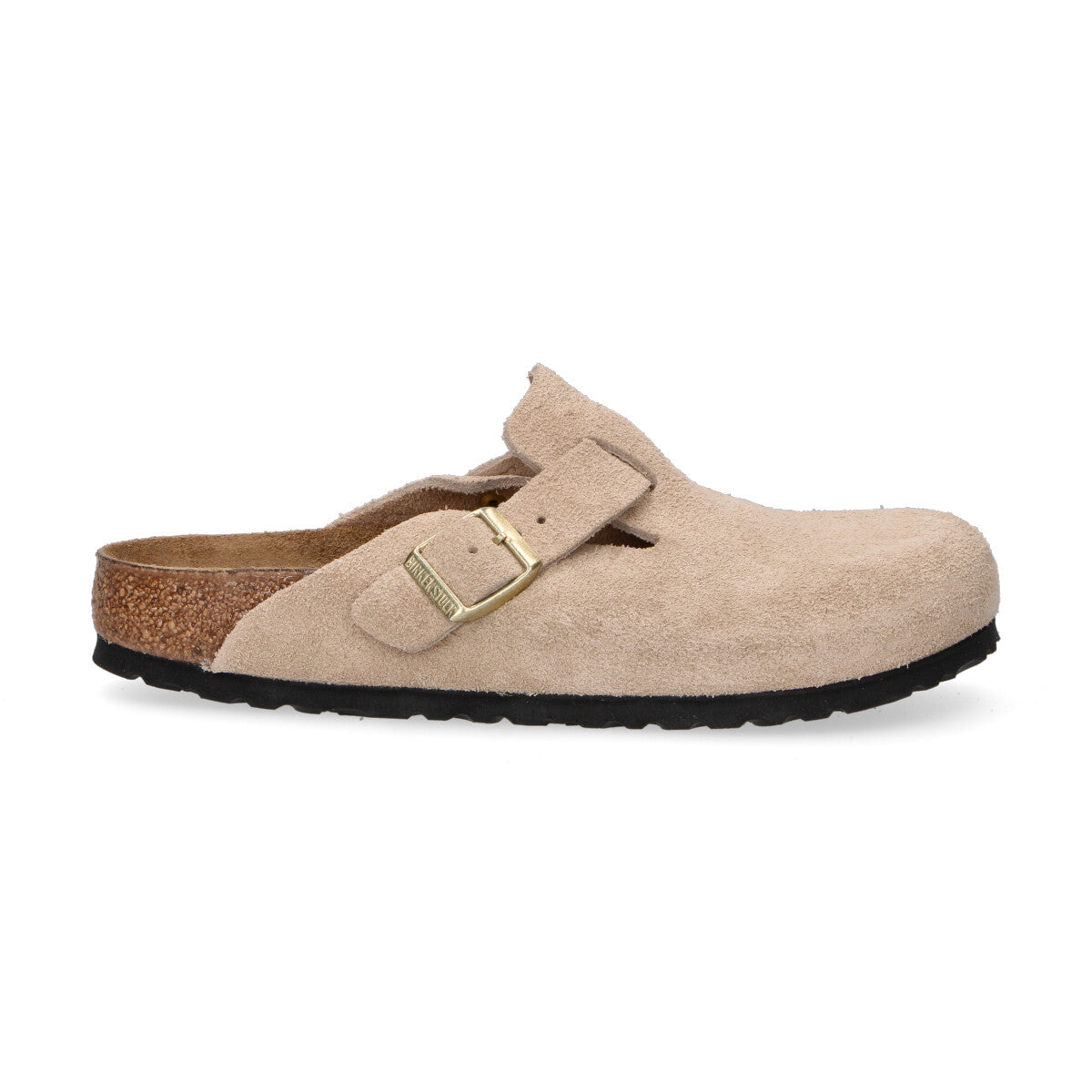 Birkenstock ciabatta Boston in pelle scamosciata beige chiaro