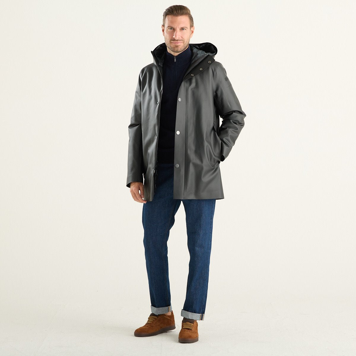 RRD parka cerato uomo nero con cappuccio