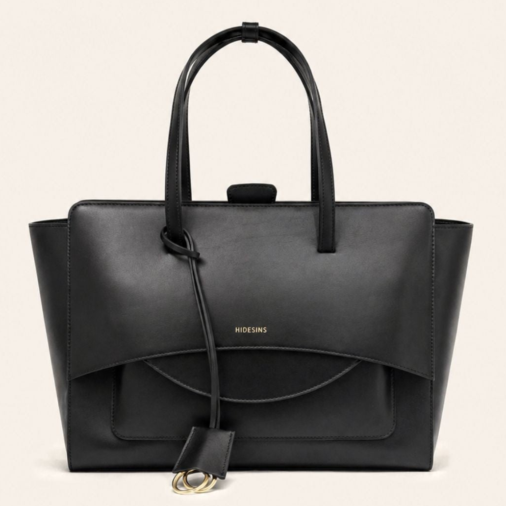 Hidesins borsa a mano Flap L in pelle nera
