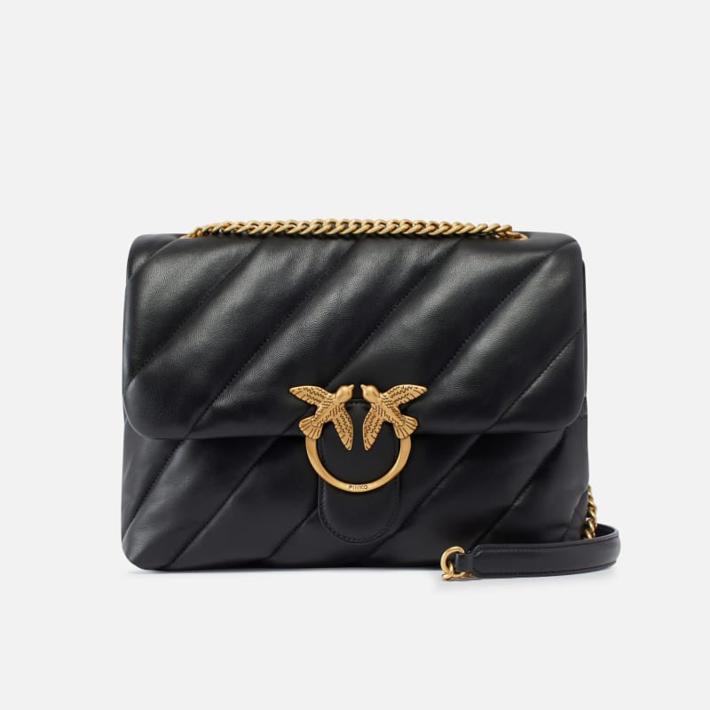 Pinko big love bag puff maxi quilt pelle nera
