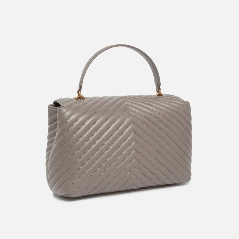 Pinko grande Big Lady Love Bag Puff Chevron grigia