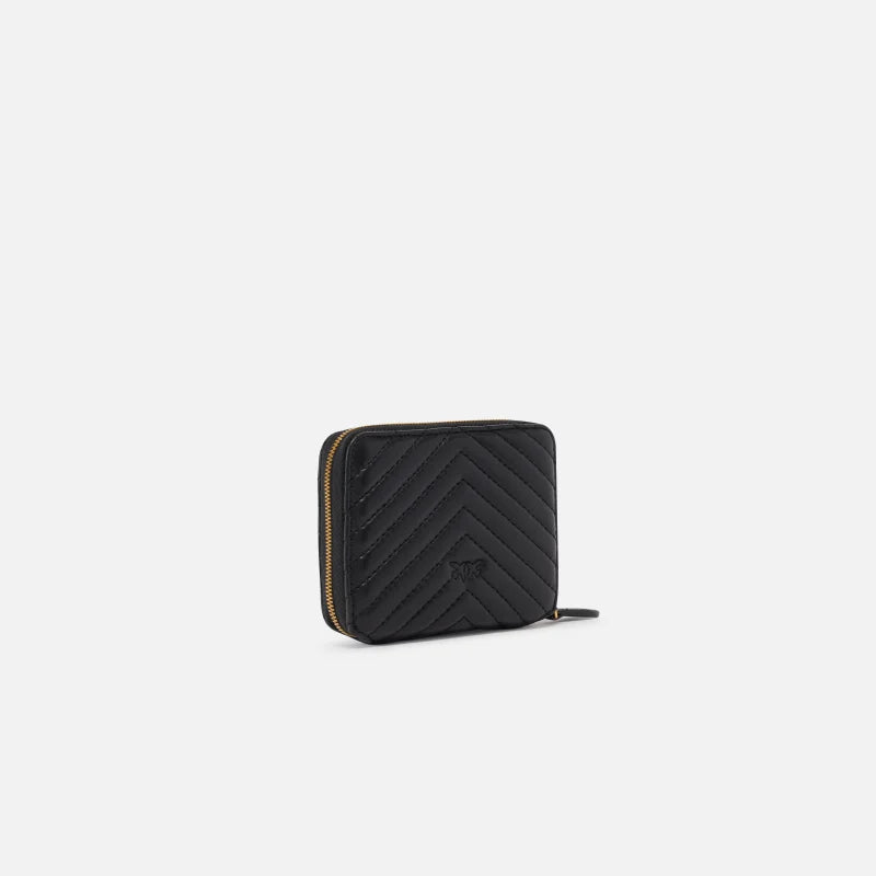 Pinko portafoglio quadrato zip-around chevron nero