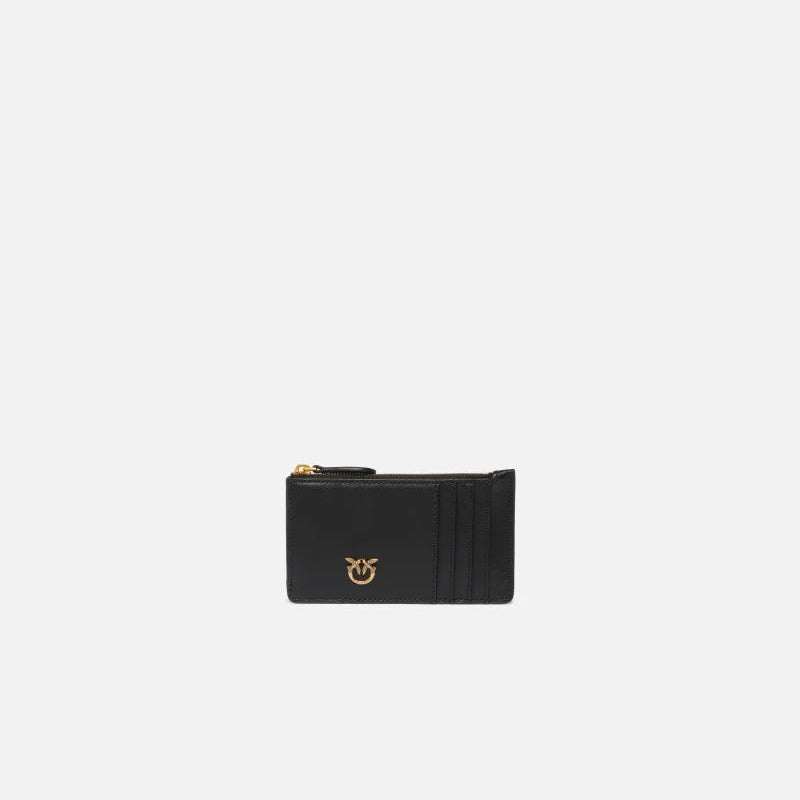 Pinko porta carte con zip in pelle nera