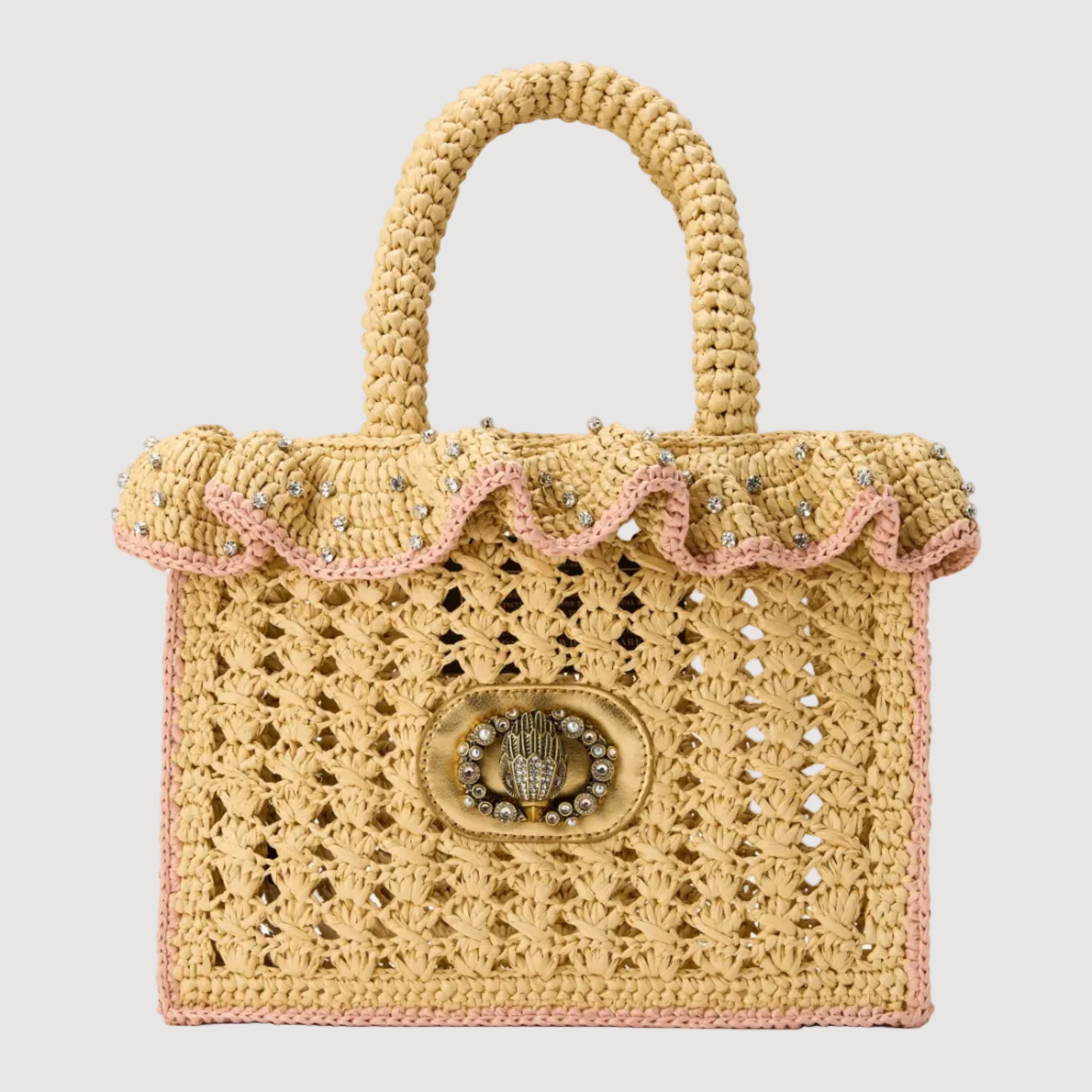Kurt Geiger borsa shopper Chelsea raffia gioielli