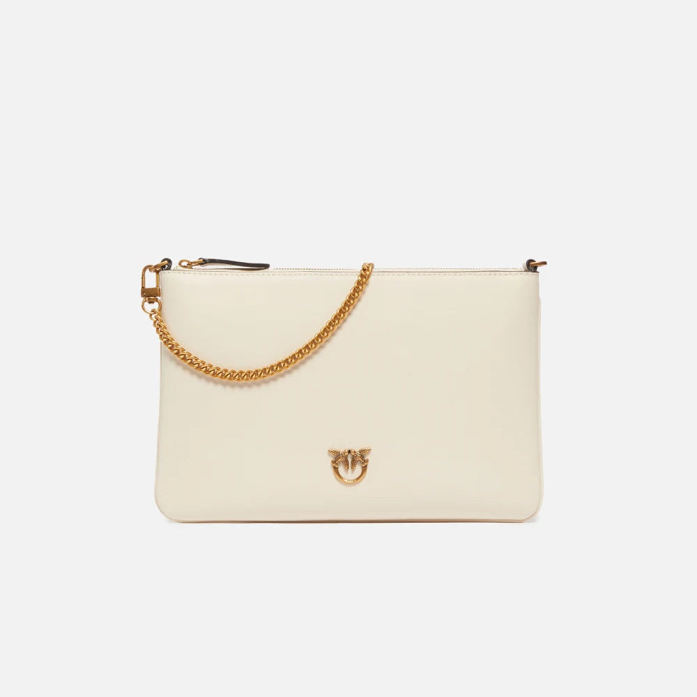 Pinko classic Flat Love Bag Simply pelle bianca