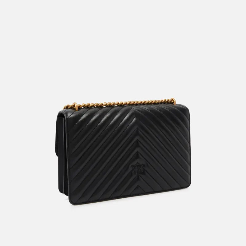 Pinko classic love bag chevron media pelle nera