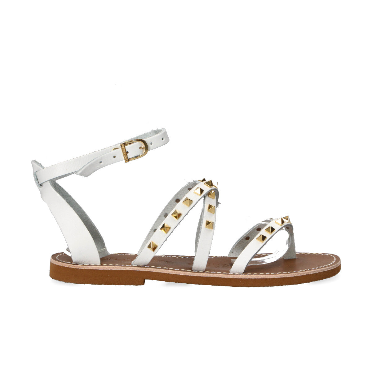 LeSalentine sandalo borchie pelle bianco