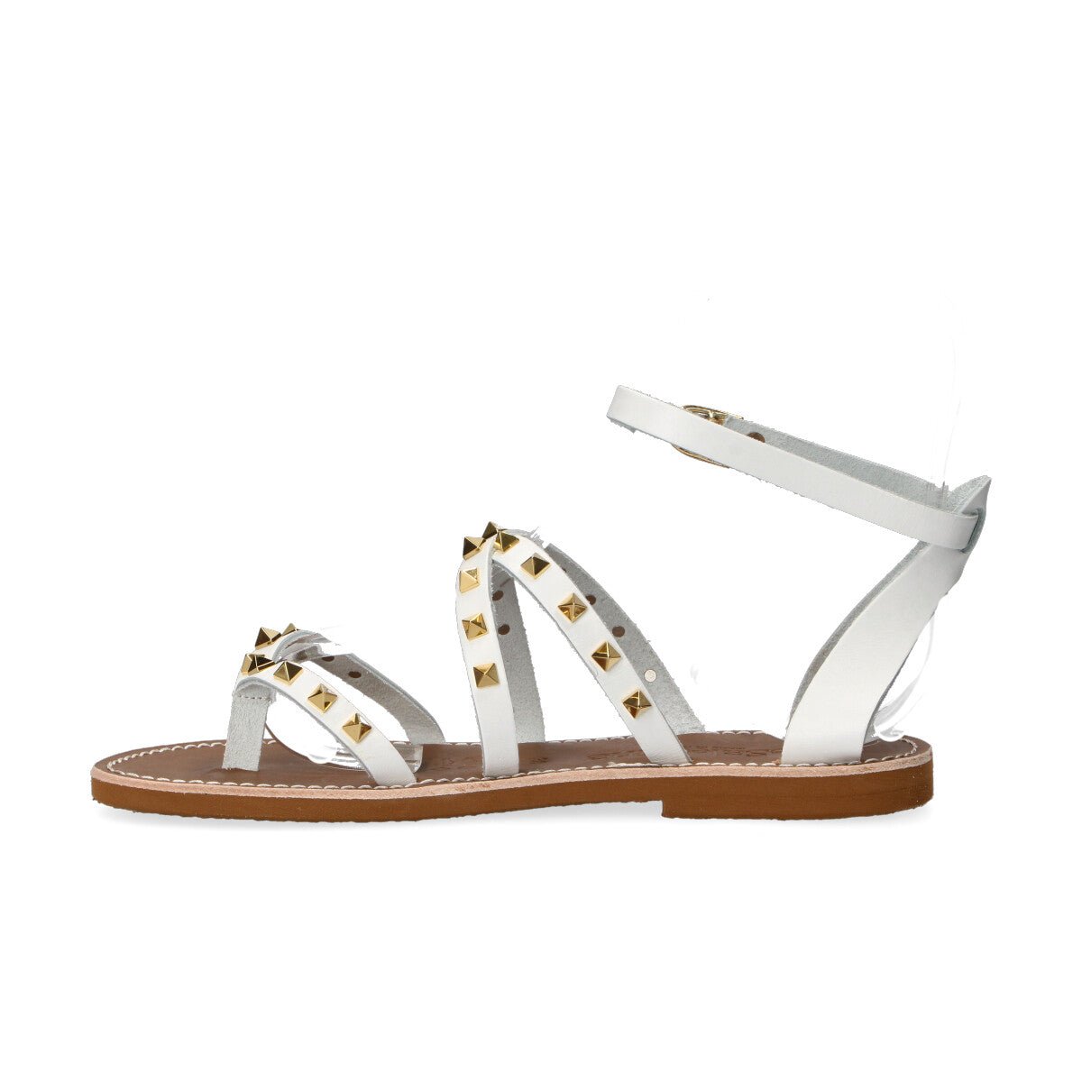 LeSalentine sandalo borchie pelle bianco