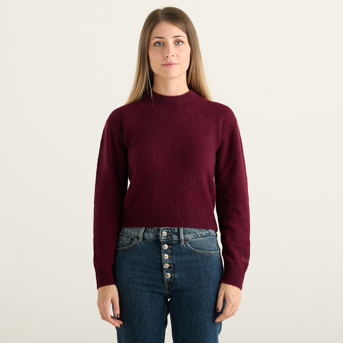 MC2 Saint Barth Maglione Donna Lucille Bordeaux Girocollo in Maglia Morbida