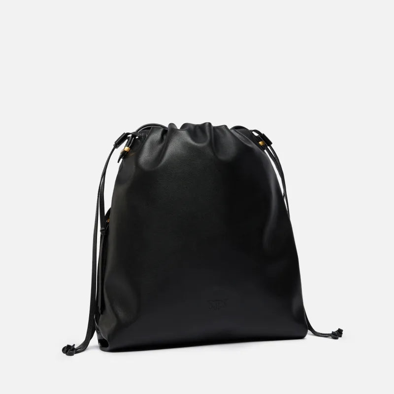 Pinko media Slouchy Bag verticale in pelle nera