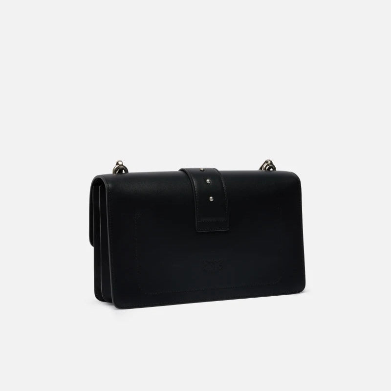 Pinko Classic Love bag one media in pelle argento