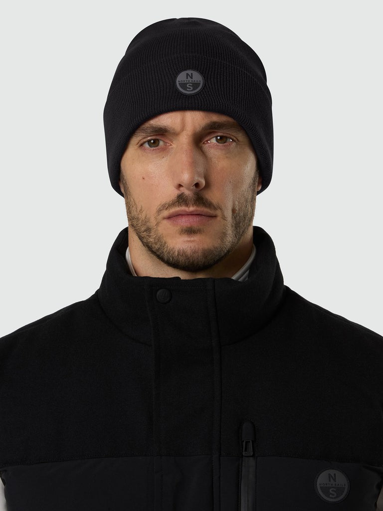 North Sails berretto con patch North tech nero