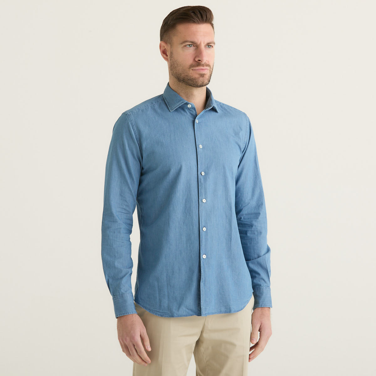 Xacus camicia in tessuto azzurra