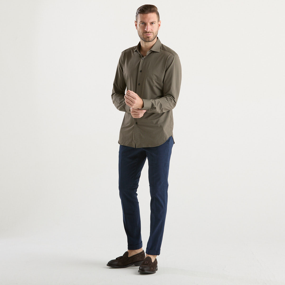 Xacus camicia in tessuto marrone