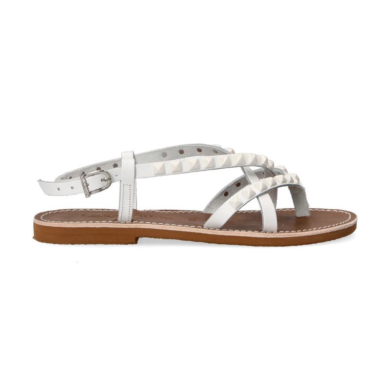 LeSalentine sandalo borchie pelle bianco