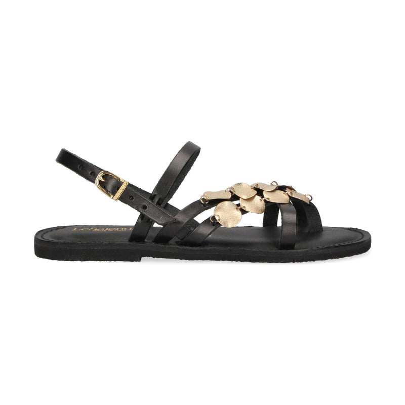 LeSalentine sandalo gioielli pelle nera