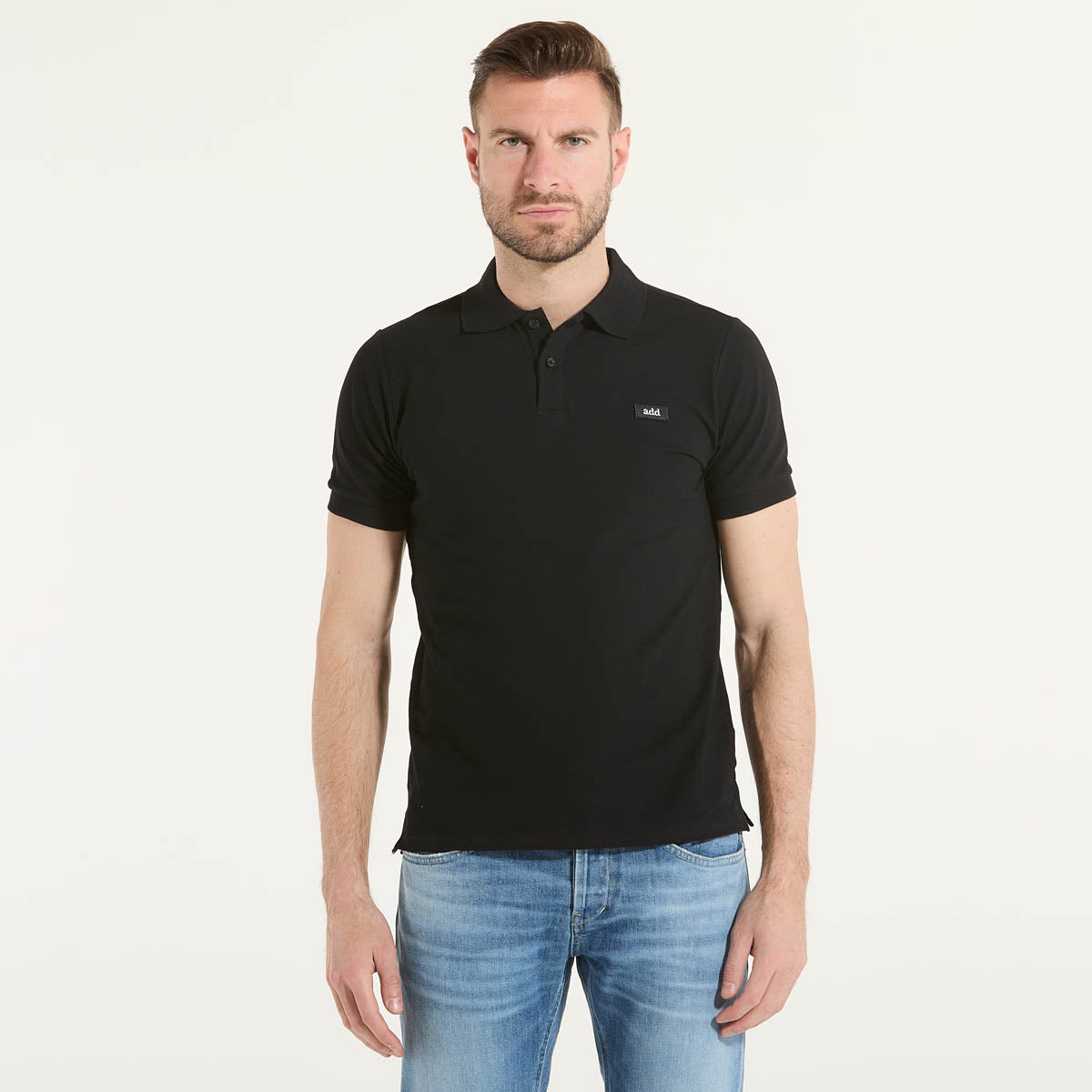 ADD polo basic logo in tessuto nero