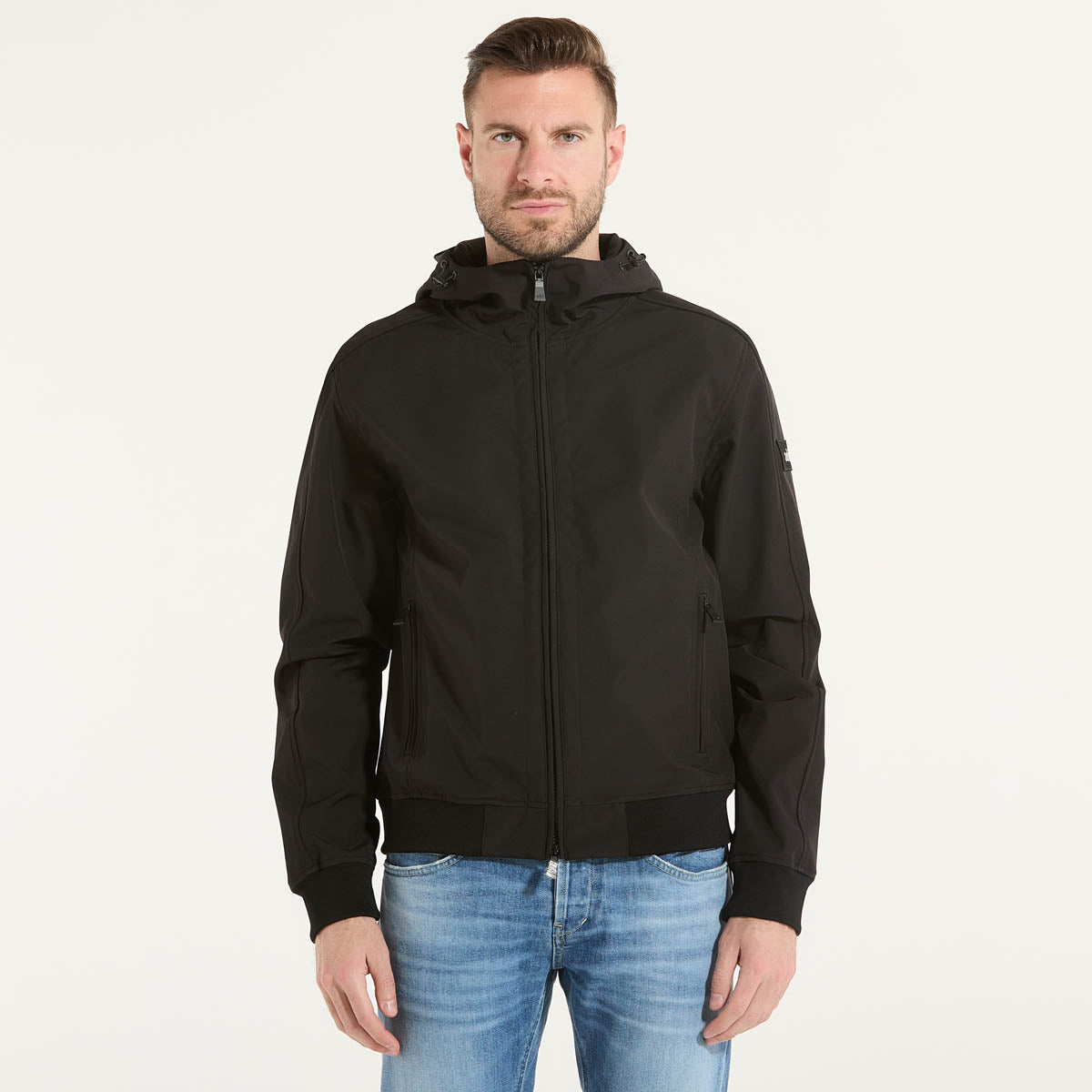 ADD giubbino con zip e cappuccio in tessuto nero