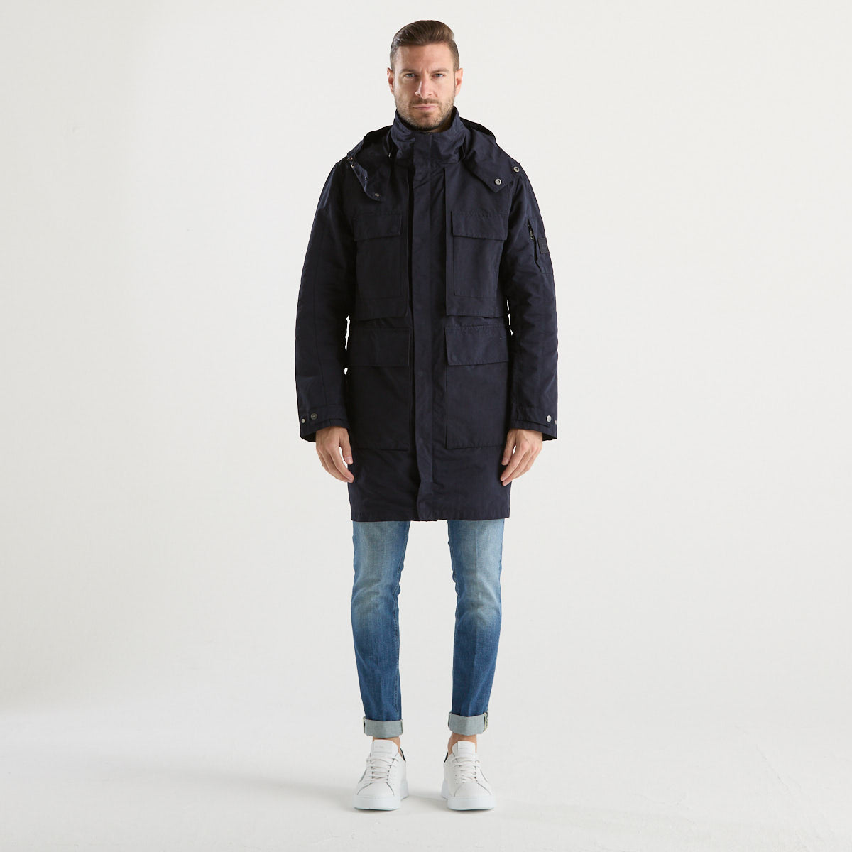 ADD parka con cappuccio in tessuto blu