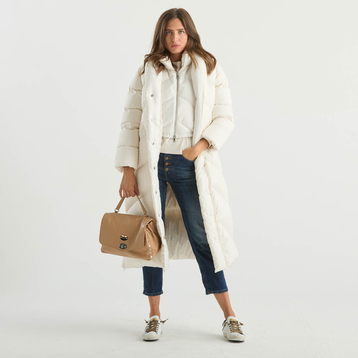 ADD giubbotto lungo senza cappuccio panna