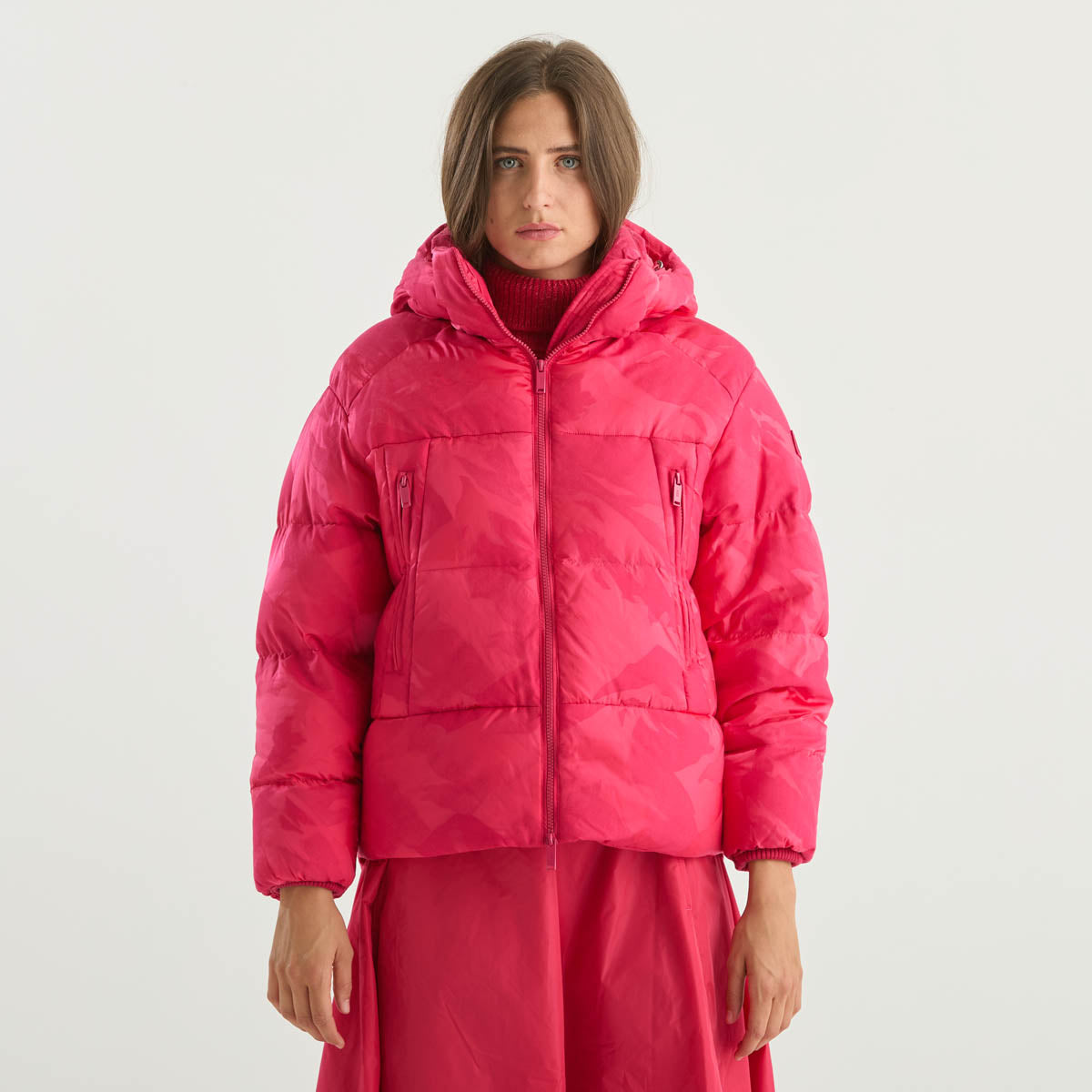 ADD piumino corto imbottito in tessuto fuxia