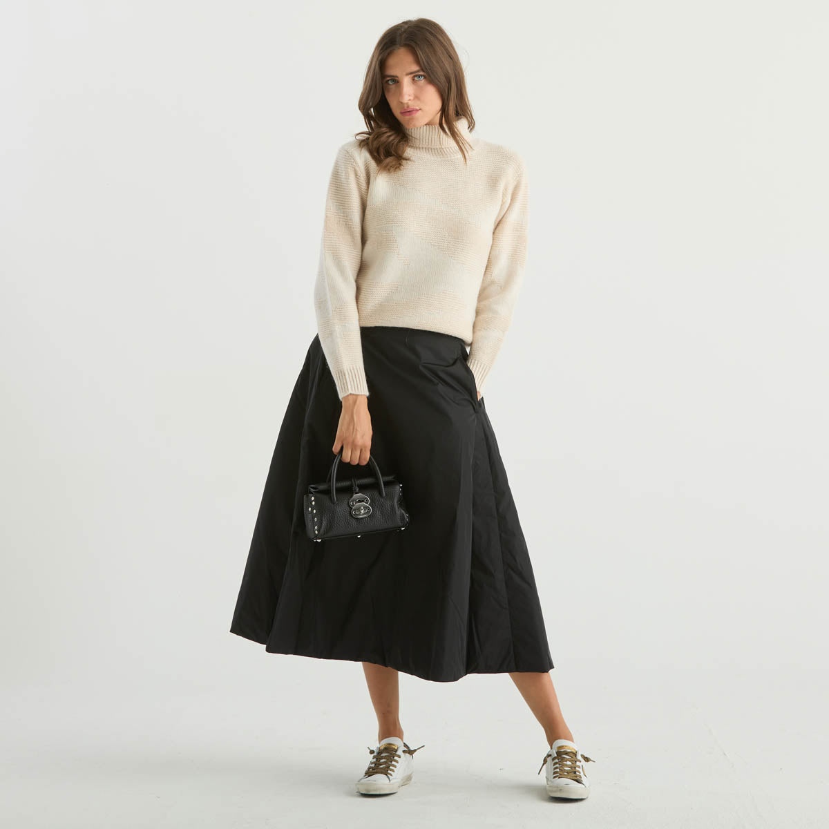 ADD gonna sotto al ginocchio in tessuto nero