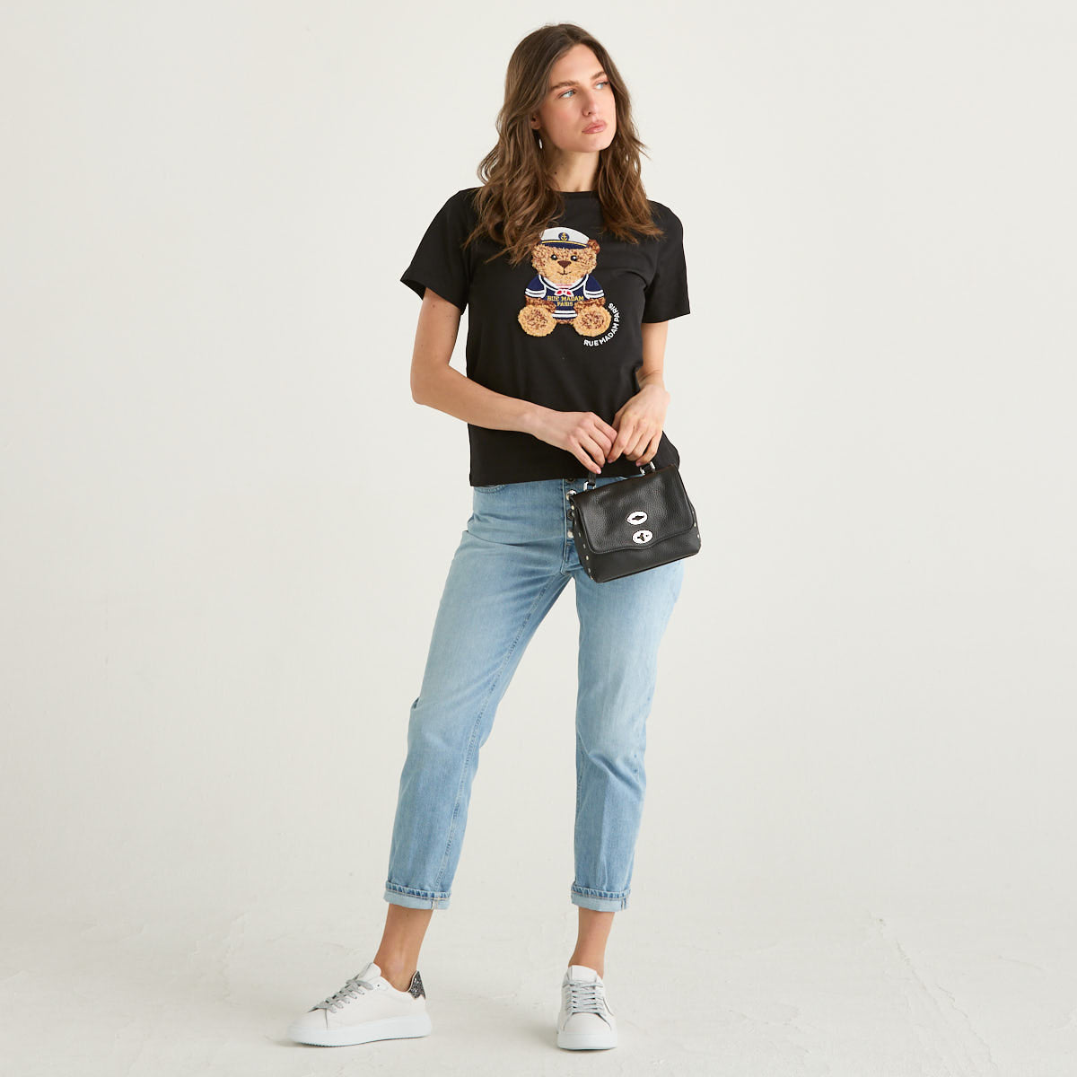 Rue Madam t-shirt teddy in tessuto nero