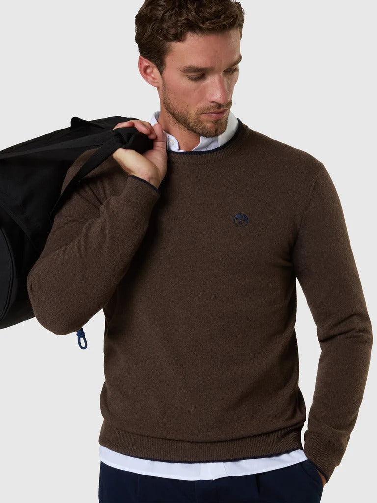 North Sails maglione girocollo in misto cashmere marrone