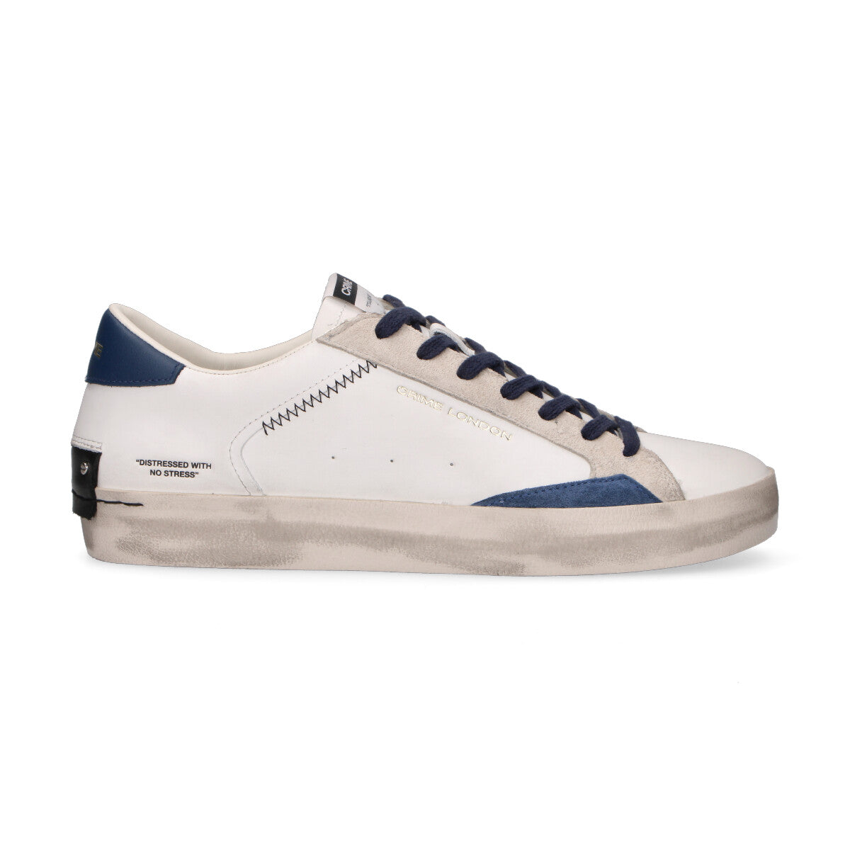 Crime London sneaker Distressed pelle bianca blu