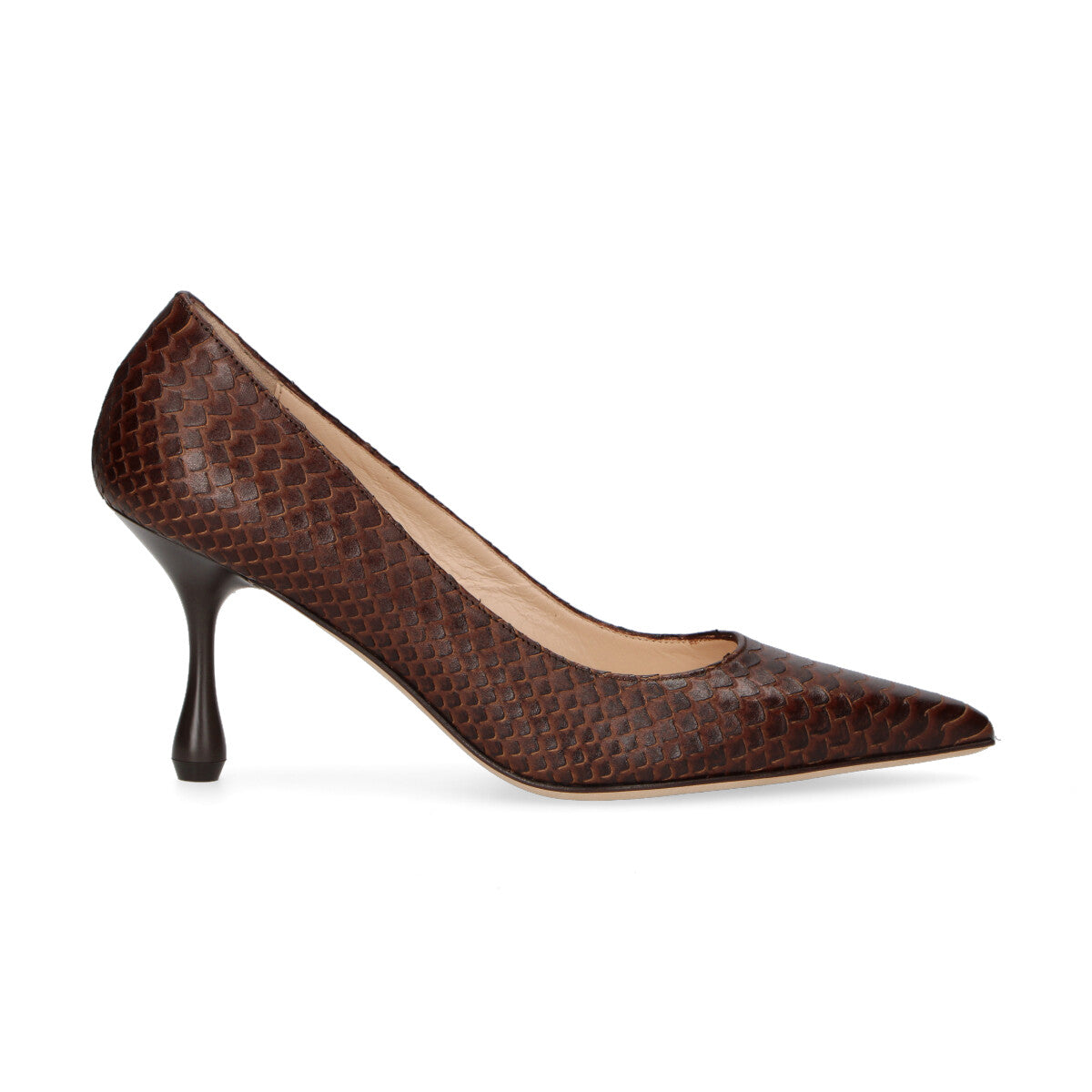 Anna F. decolltè in pelle pitonata marrone