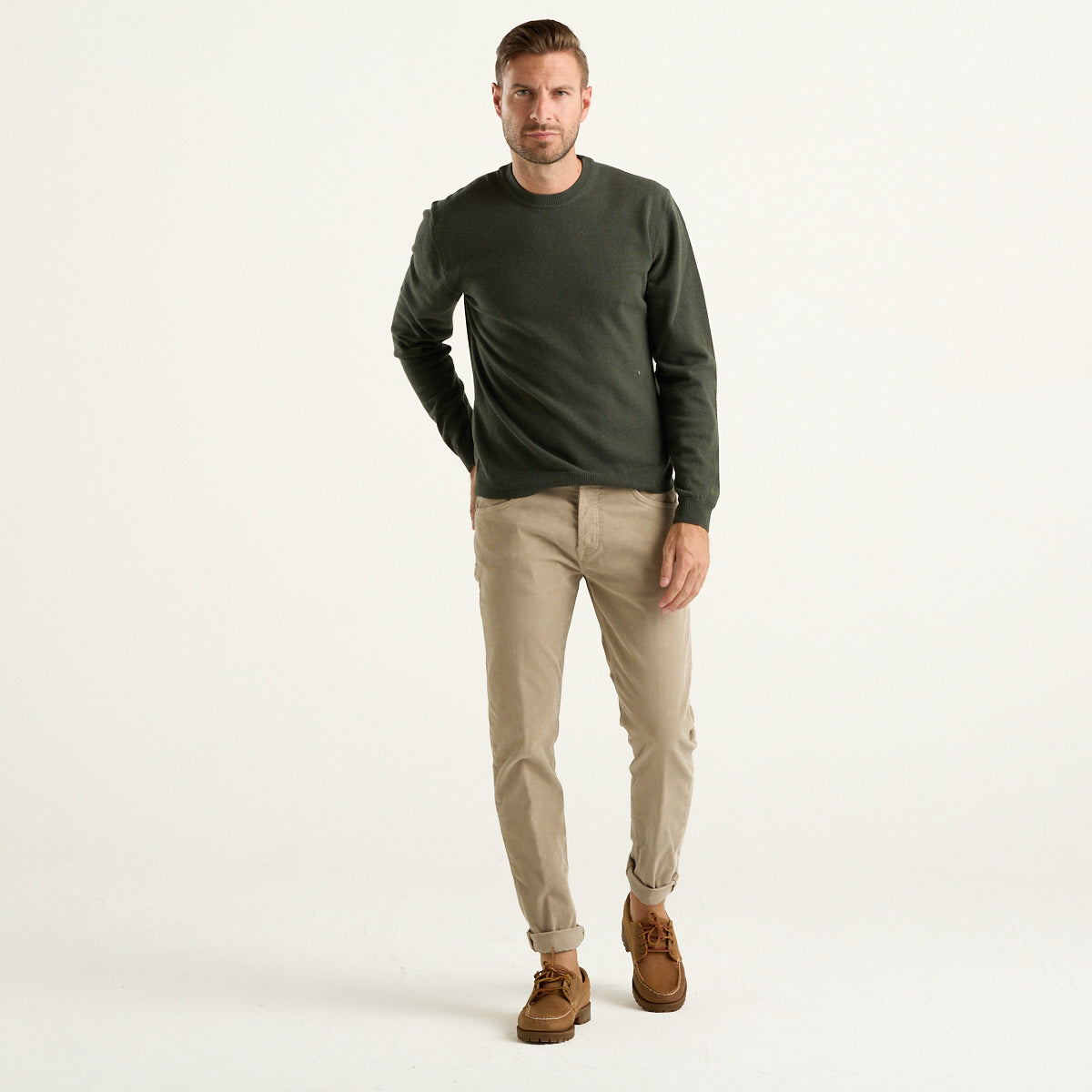 Dondup Pantalone Icon Regular Uomo in Velluto Beige