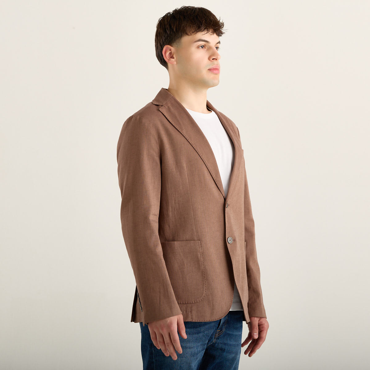 Circolo giacca monopetto in tessuto beige