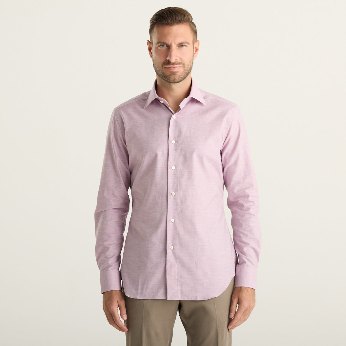 Xacus camicia uomo rosa in twill di cotone Wrinkle Free
