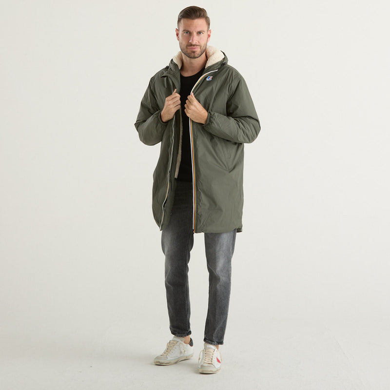 K-way giubbotto lungo Eiffel con cappuccio verde