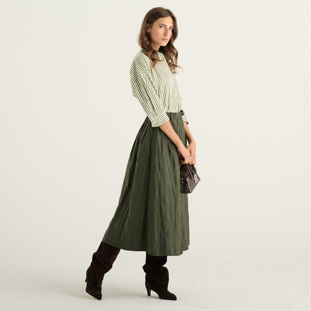Weekend Max Mara camicia donna Giralda in cotone a righe verdi