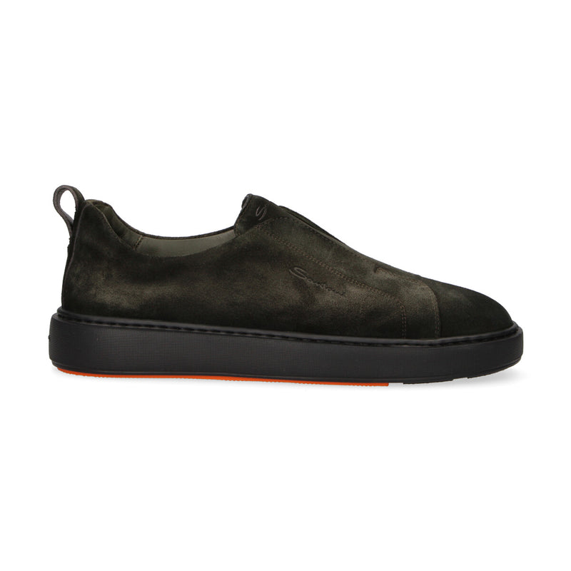 Santoni sneaker slip-on in suede verde