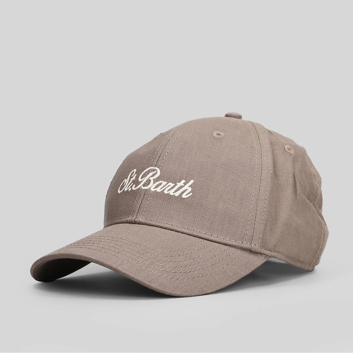 Mc2 Saint Barth cappellino da baseball in lino e cotone marrone