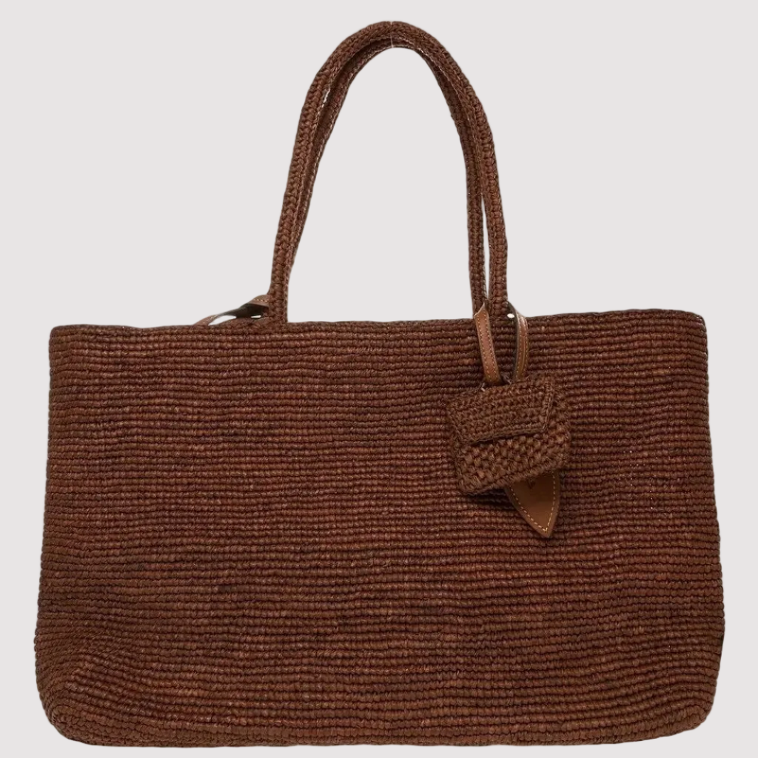 Afar borsa a mano Alma in raffia marrone