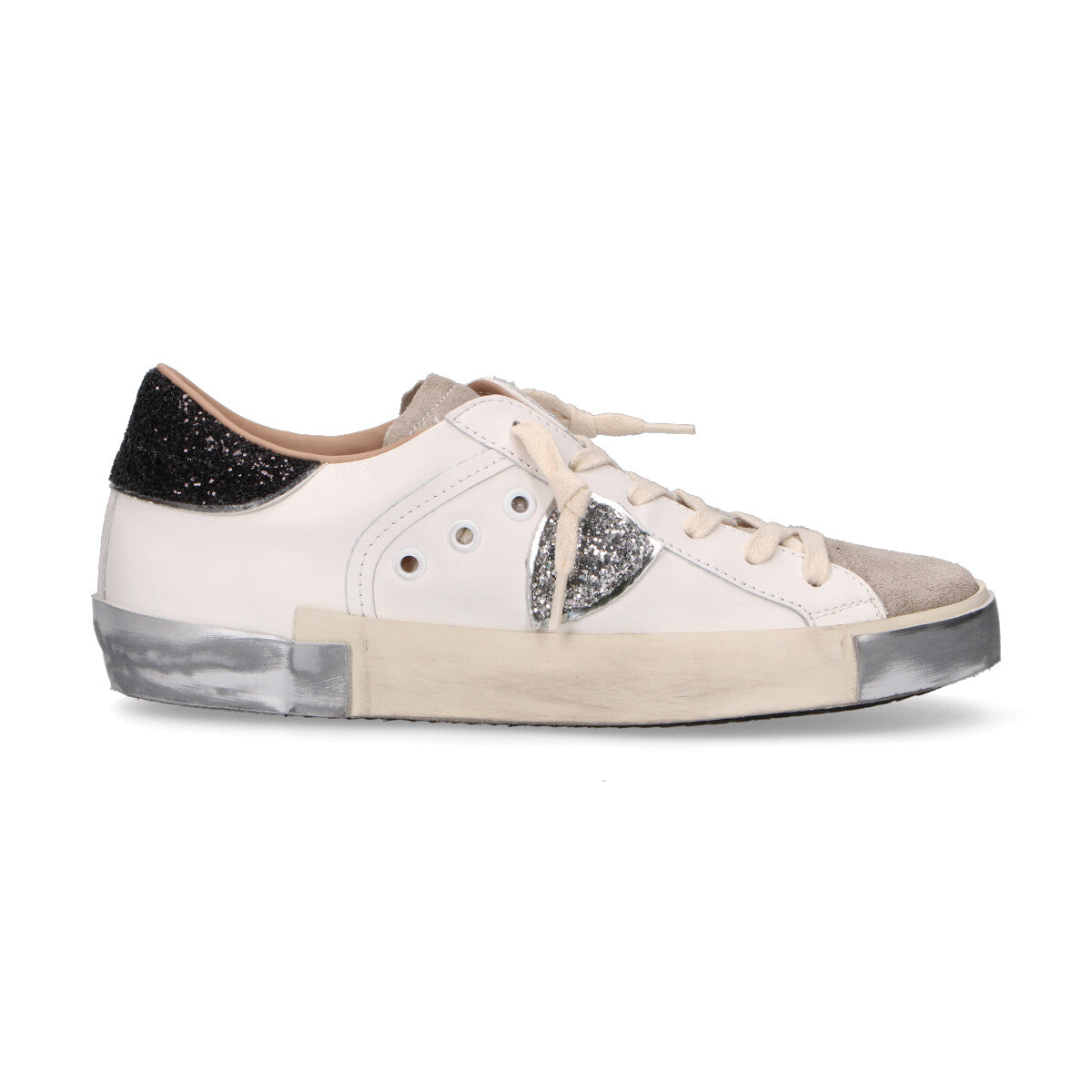 Philippe Model sneaker Paris in pelle bianca glitter