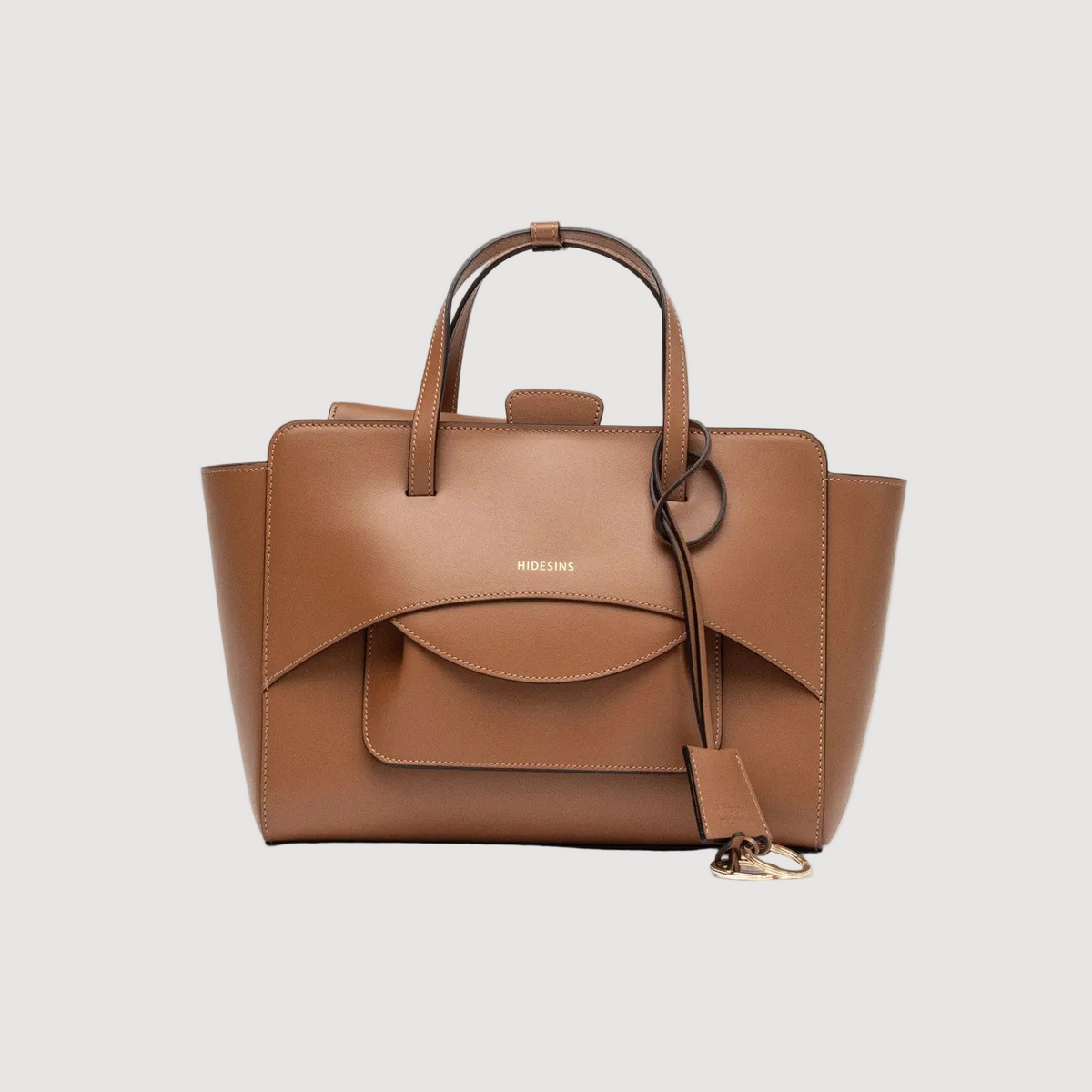 Hidesins borsa a mano Flap M in pelle caramel