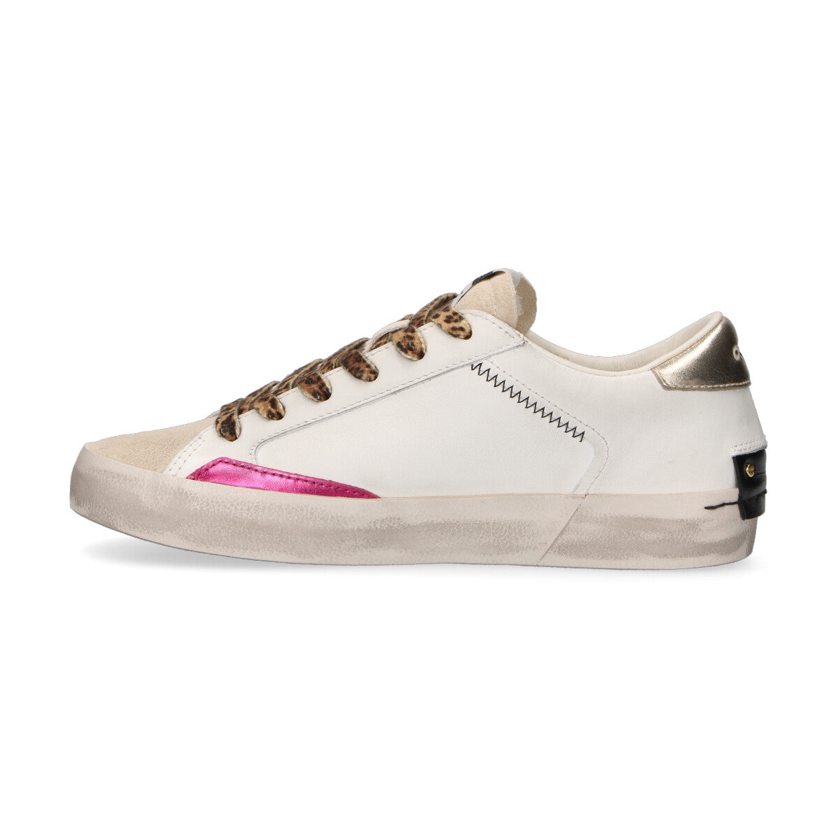 Crime London sneaker Distressed pelle bianca beige