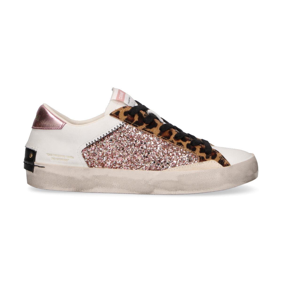 Crime London sneaker Distressed glitter rosa
