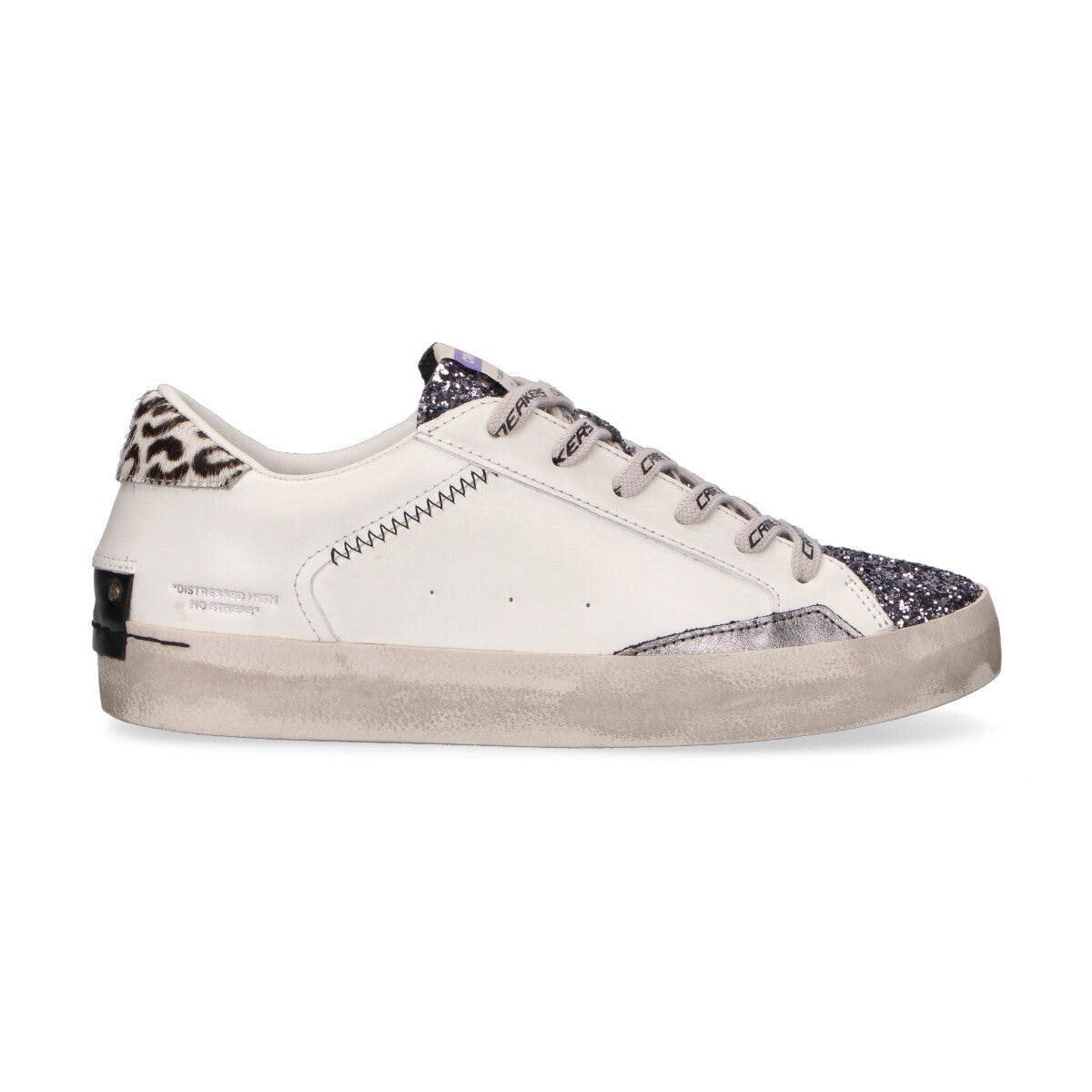 Crime London sneaker distressed bianca glitter